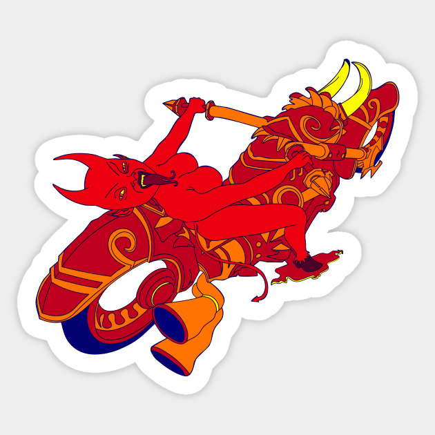 Hell Rider Lady Sticker by LordNeckbeard